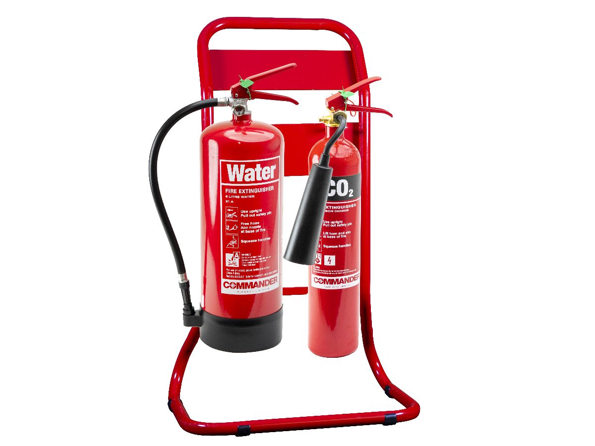 Image of the Double Tubular Extinguisher Stand Red piece
