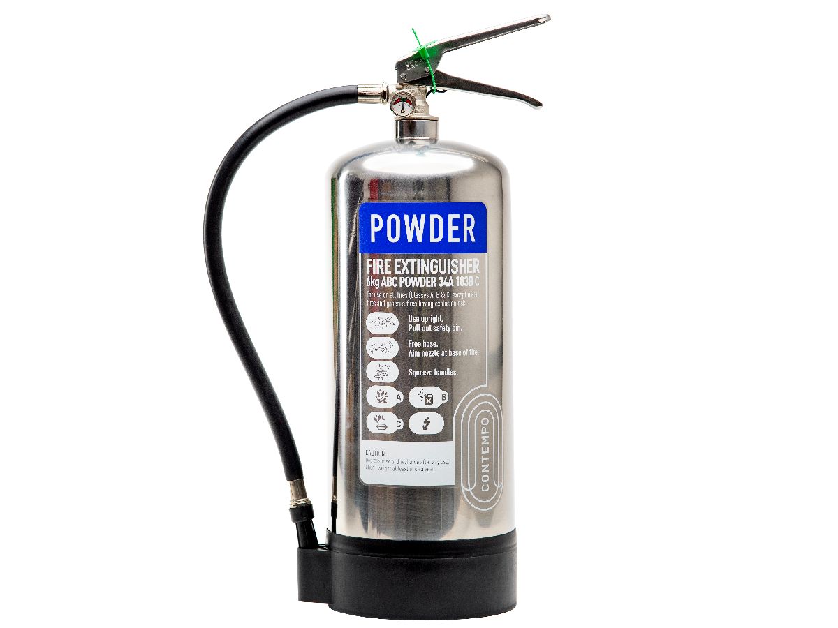 Image of the Contempo 6kg Powder Stainless Steel Fire Extinguisher piece